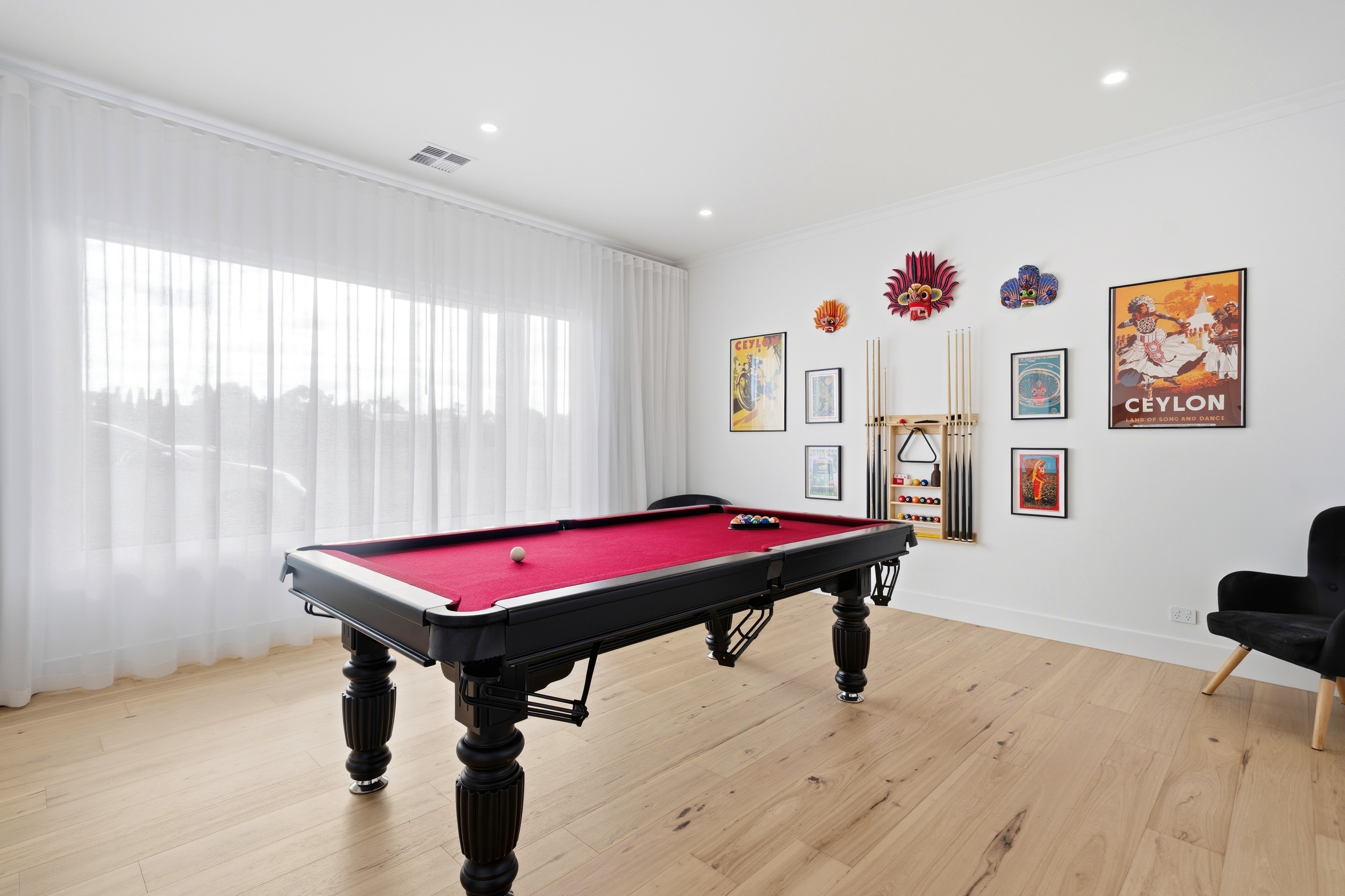 Games room with space for a full-size billiards table